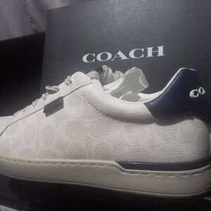 Coach Men's White and Navy Sneakers